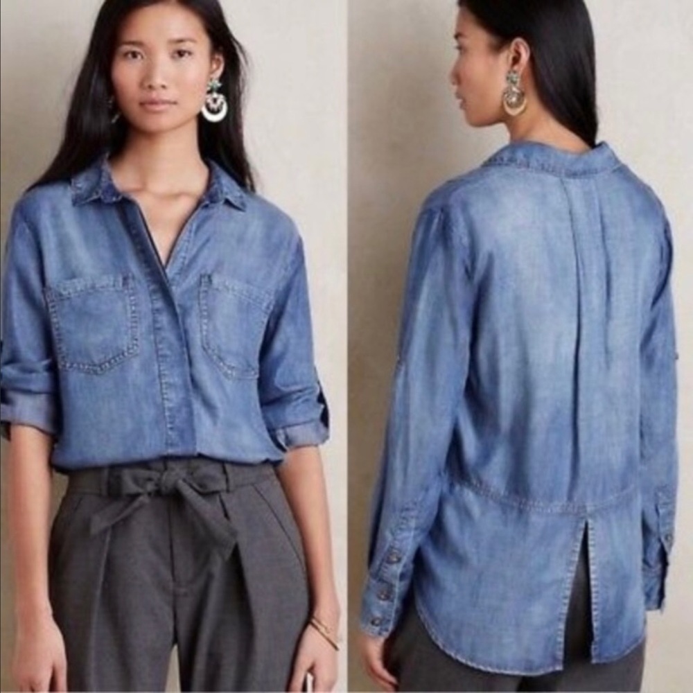 Anthropologie cloth & stone split back chambray button down